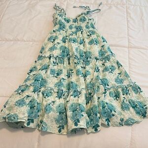 Sweet Honey Floral Blue and White Kids Dress